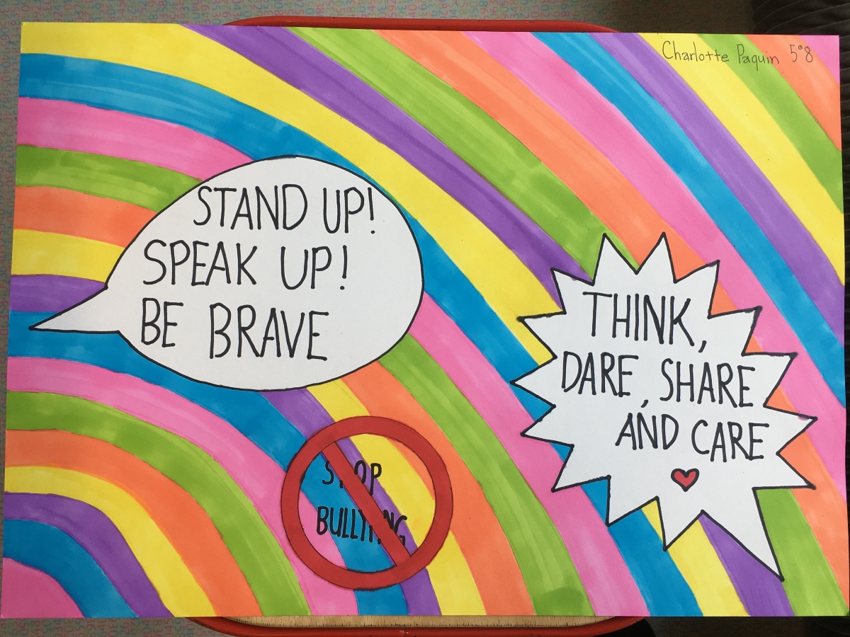 Photo d'affiche créée par une élève pour la journée contre le harcèlement